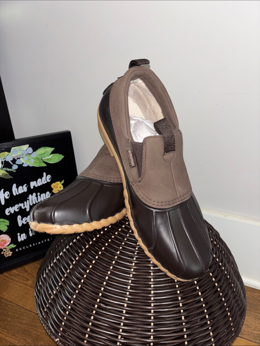 JBU by Jambu Men's Waterproof Slip-On Duck Boots in Brown SZ 13M ankle shoes